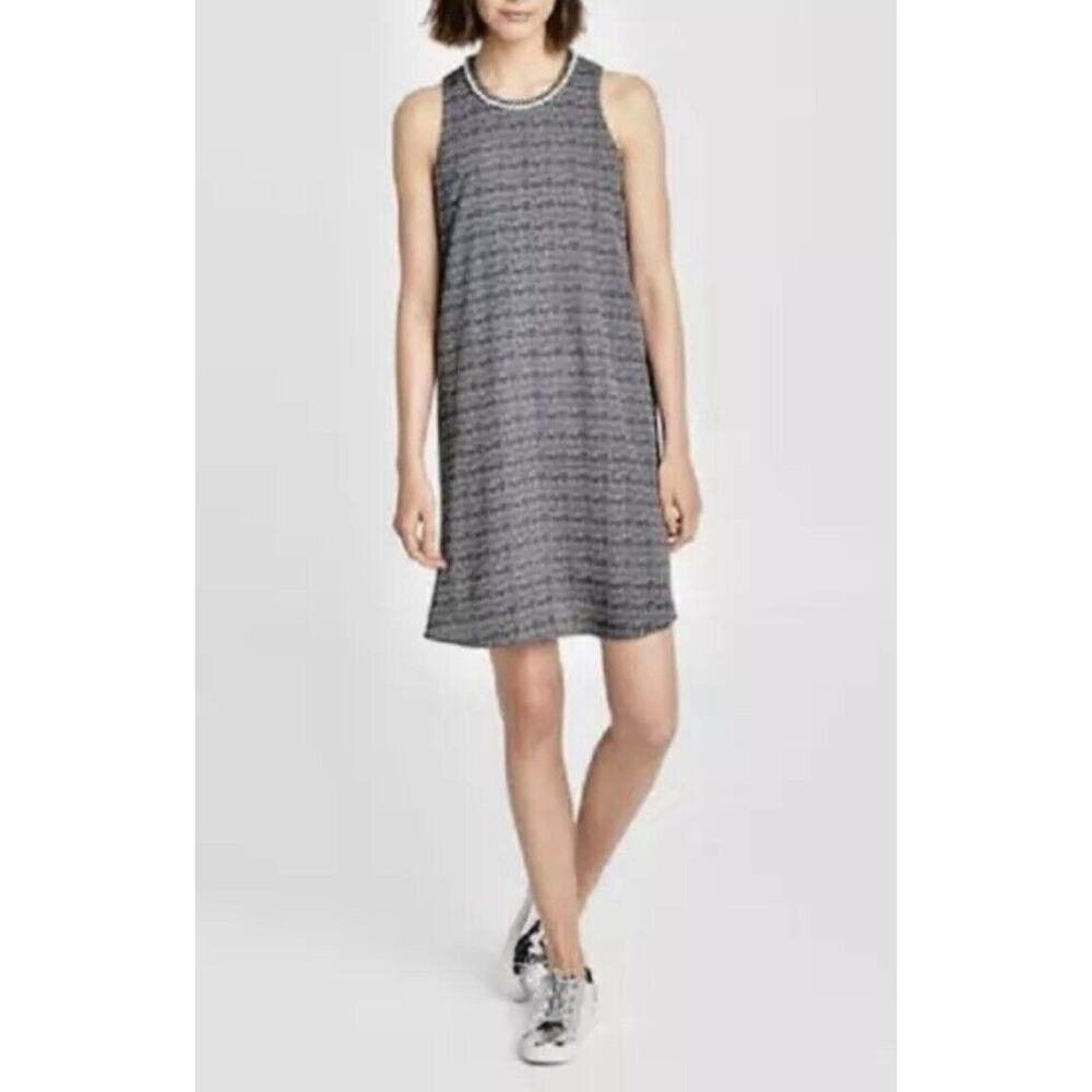 Karl Lagerfeld Womens Black/White Pearl Neck Sleeveless Runway Dress Size 14 NEW